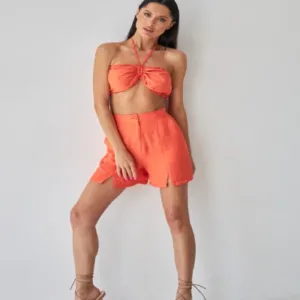 Шорты из льна жатки белые от WearMe - 
