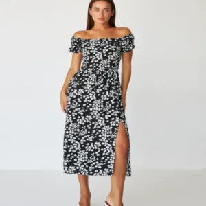 Сукня міді з розрізами біла від WearMe - Чорний