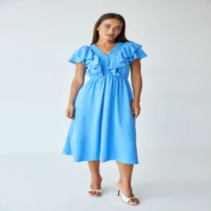 Платье с резинкой по планке розовое от WearMe - Голубой